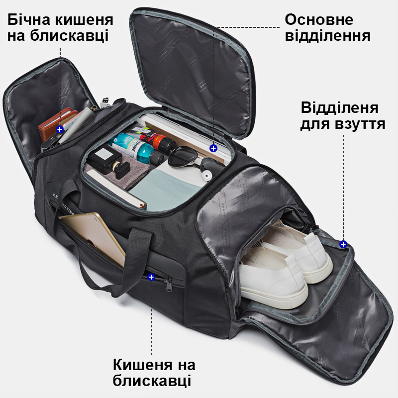 Дорожня сумка-рюкзак Bange BG7088 з відділенням для взуття та прихованими лямками